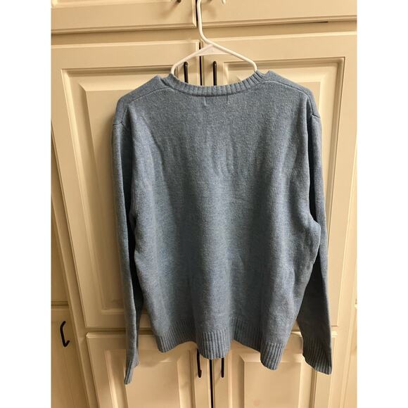 Banana Republic Mens Large, 100% Lambswool Sweater Blue, V-Neck, Preppy, Warm - Picture 2 of 8